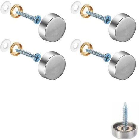 Lot de 4 vis décoratives pour miroir, capuchons décoratifs pour clous, vis décoratives en acier inoxydable poli pour miroirs, armoires ou meubles en verre(0,63"/16 mm) (1/5)
