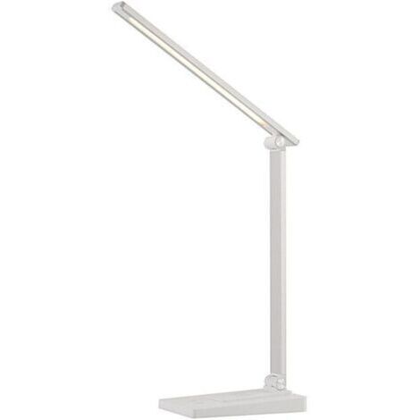 Lampe de Bureau LED , 5 Modes de Couleur 10 Niveaux de Luminosité , Lampes Bureau de Protection des Yeux , Contrôle Tactile , Alimentation USB-C , Lampe de Chevet Avec Fonction Minuterie - Blanc