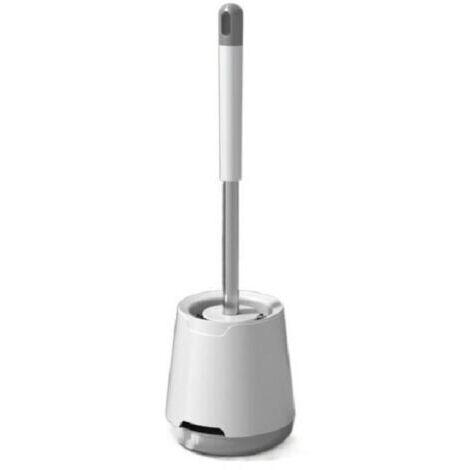 Brosse WC Silicone - Brosse Toilette et Supports , Anti-goutte , Antibactérienne , Balai WC Ventilée , Séchage Rapide sans Odeur , Balayette WC Montage Mural/au Sol , Salle de Bain et WC , Blanc (1/4)