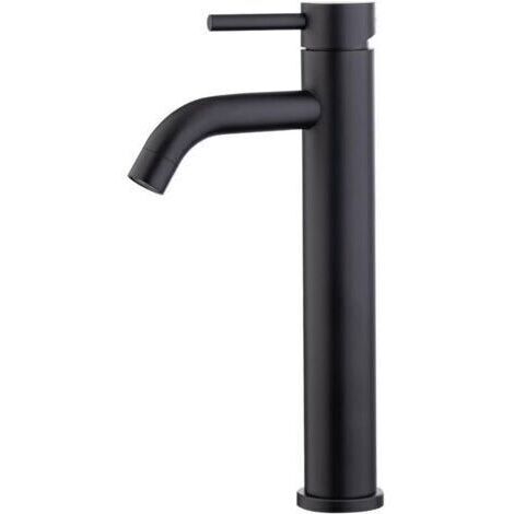 Mitigeur de lavabo à bec haut , mitigeur de raccordement eau chaude/froide , noir (1/4)