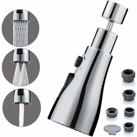 Tête de pulvérisation de robinet de cuisine FM22 M24 Aérateur de robinet pivotant à 360 ° Fixation de pulvérisateur Rallonge de robinet pour évier de cuisine G1/2 Robinets de cuisine avec 3 modes Adap (1/5)