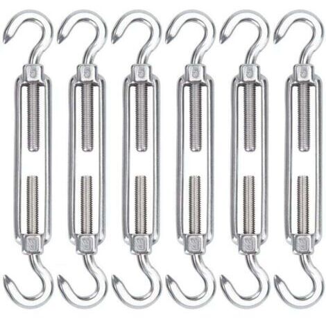 M5 Tendeur Cable Acier Inoxydable, Lot de 6 Tendeur de Fil Crochet et Crochet Réglable Heavy Duty Tension Hook & Hook pour Corde Cable Fil à Linge, Grillagefor Sun Shade Installation (1/5)
