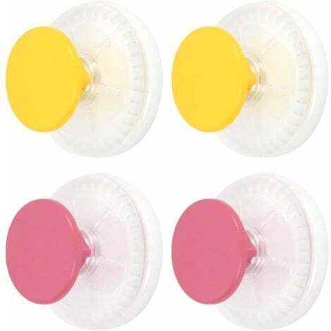 4Pcs Patères Murales Rondes 3,3 x 6,4 en Plastique de Haute Qualité avec Ventouse Robuste Crochet Mural Adhesif pour Serviette Peignoir et Manteau sans Perçage et vis, 2 Couleurs (1/5)