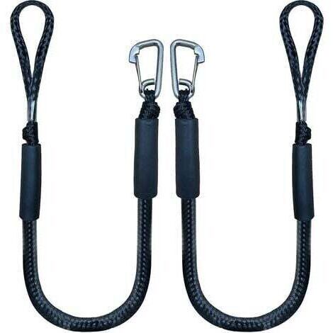 Bungee Dock Line avec crochet corde d'amarrage noire pour bateau 4 pieds paquet de 2 et noir (1/2)