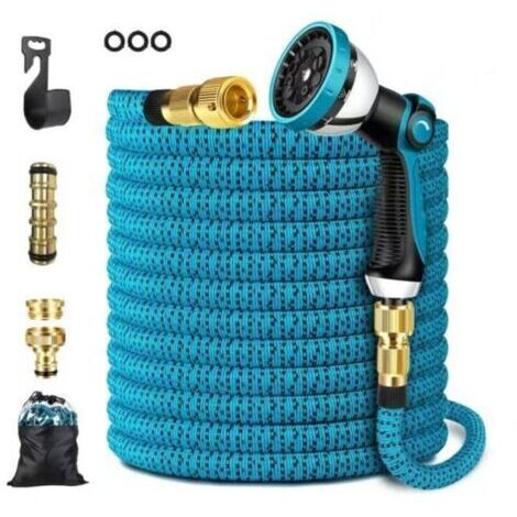Tuyau d'arrosage extensible , tuyau d'arrosage avec 10 buses , raccords en laiton , tissu 3750D , tuyau extensible avec noyau en latex 4 couches - 30 m/100 pi (1/4)