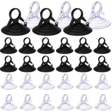 60 Pièces Ventouse pare Soleil, 45mm Ventouse Sans Crochets Ventouse, PVC Ventouses Mini Ventouse Transparente et Noire Ventouse, Ventouse pour Vitre (1/4)