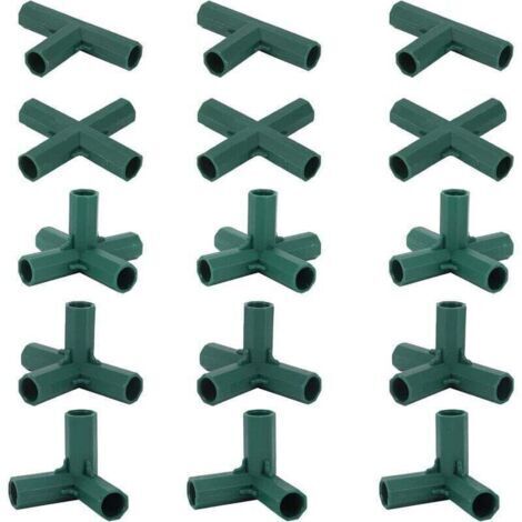 15 connecteurs pour cadres de jardin de 16 mm, 5 types, supports stables pour jardinières et serres. (1/5)