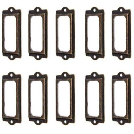 50Pcs porte-étiquette 60 x 17 mm métal bronze vintage porte-étiquette porte-cartes bibliothèque tiroir armoire (1/5)