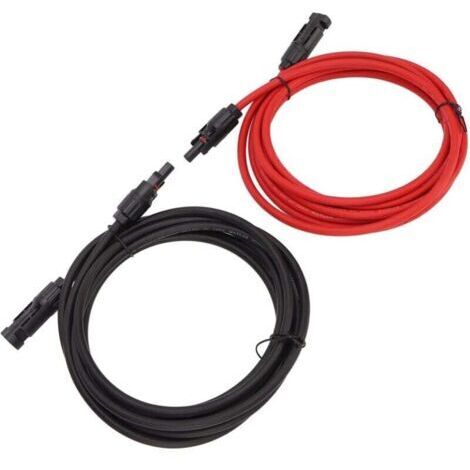 CâBle D'extension Solaire Grande Capacité de Charge Adaptateur de Fil de Panneau Solaire SûR 6mm² 1 Paire pour RV (4m) (1/5)