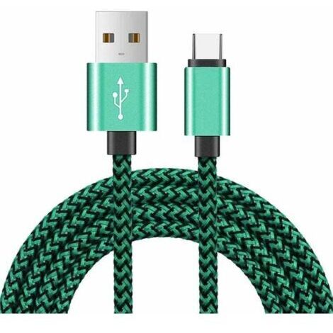 Vert Cable Phone Chargeur Phone[2M] Nylon Tressé Câble USB Charge Rapide Câble Phone pour Phone Type - cordon de chargement de 2 mètres (1/5)