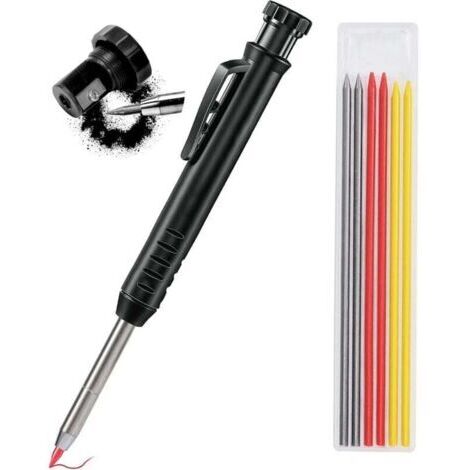 Crayon de Chantier Solide avec Taille Crayon Crayons de Menuisier à Trou Profond Outil de Marquage pour Verre, Céramique, Acier Trempé, Bois (1/5)