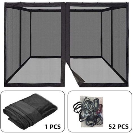 Moustiquaire pour auvent de terrasse, moustiquaire pour porche, patio et espaces de vie extérieurs, murs de terrasse à 4 panneaux avec fermeture éclair,360x360cm Noir,DUBUNS