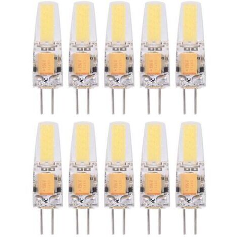 Lot de 10 ampoules LED AC/DC12-24V G4 COB non dimmable en silicone (blanc chaud) (1/5)