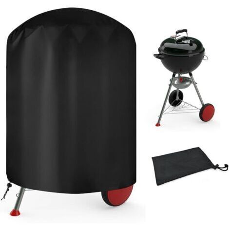 Housse Barbecue Exterieur Rond,Housse Barbecue Bâche Protection BBQ Anti-UV/Anti-l'eau,210D Oxford Bache Barbecue Exterieur Protection 71x71cm Housse Convient la Plupart des Grills Noir (1/4)