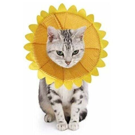 Collerettes pour Chiens Chat Anti-Morsure Protection Ajustable Collier de Récupération Comfy Cone pour Chiens et Chat avec Adorable Motif de Tournesol Jaune(S) (1/5)