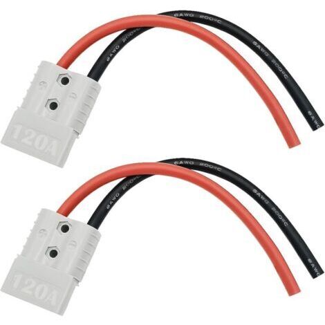 120A 600V Batterie Connecteur (Grey),connecteur Rapide Batterie, avec câble de Batterie 25 cm 6 AWG, connecteur de Batterie à déconnexion Rapide à Connexion Rapide (2 Jeux) (1/4)