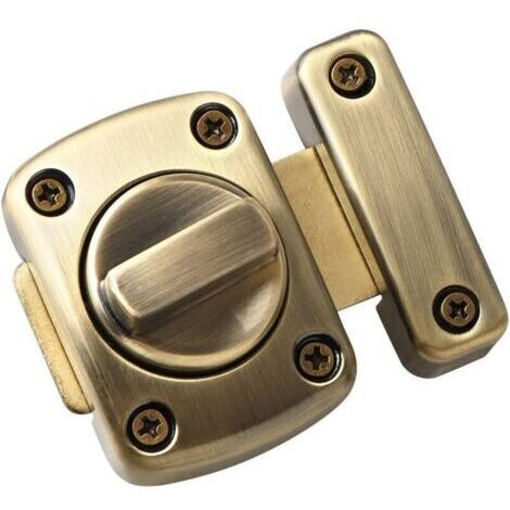 Verrou Porte Interieure Securite Porte D'entrée Rotatif, Loquets et Verrous de Portes en Métal pour Chambre Portail Clôture, Bronze, 55x56MM, EMS220U-Q (1/4)