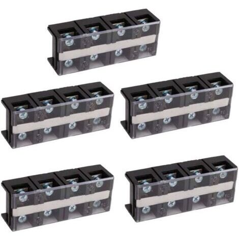 5Pcs Blocs de borniers à vis 60A 4 positions Cuivre Plastique 60A Bornier pour connexion électrique,DUBUNS (1/4)