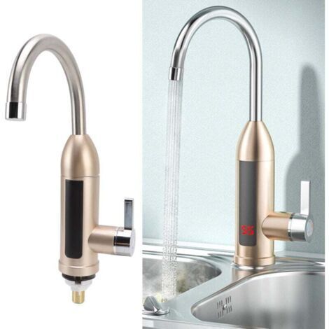 3000W Instant Water Heater Faucet Rotatable Electric Hot Cold Water Tap Stainless Steel Electric Faucet for Kitchen Bathroom EU Plug 220V -- (1/5)