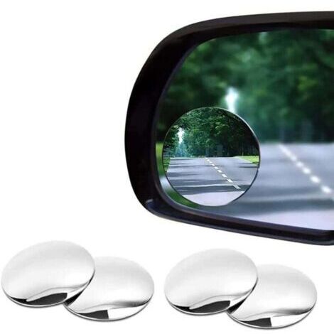 Lot de 2 paires (4 pièces) de rétroviseurs d'angle mort HD rotatifs à 360° , sans cadre , ronds , en verre HD , autocollants , convexes , pour voiture , SUV et moto (1/4)