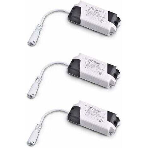 Set aus 3 Gleichstromtransformatoren (18–24 W), Eingangsspannung 85–265 V AC, 50/60 Hz, Ausgangsspannung 36–72 V DC, 240–260 mA. Geeignet zum Austausch von Einbaustrahlern und anderen LED-Leuchten. (1/4)