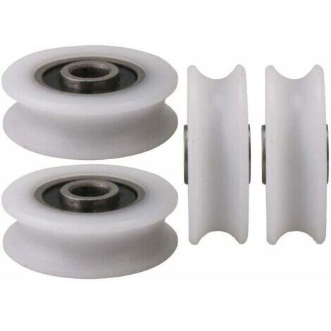 4pcs 4x20x6.5x7.4mm Blanc Intérieur Dia 4MM U-Groove Nylon Poulie Roue pour Porte Coulissante (1/3)