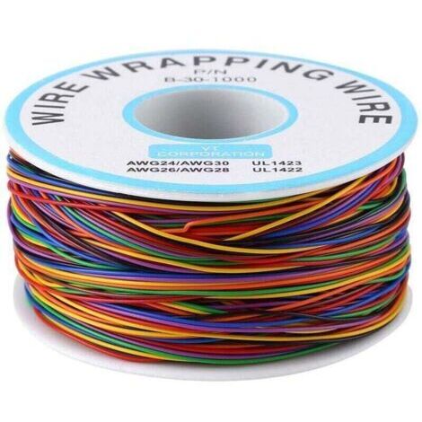 Câble Electrique de Cuivre Etamé Isolant 250 m 30AWG P/N B‑30‑1000 8 Couleur Fil Électrique pour le Test Electronique de Carte Mère, Ecran LCD Ordinateur Portable (1/5)