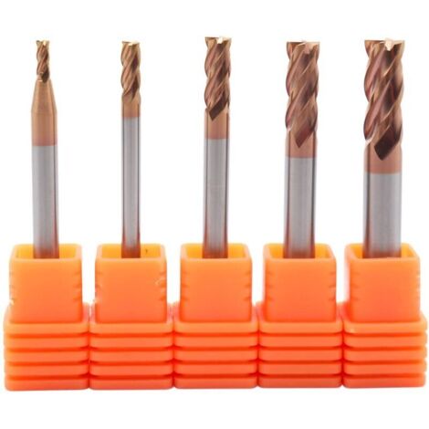 Jeu de fraises en bout de carbure, fraises à bout carré CNC D2 + 3 + 4 + 5 + 6 mm, outils de coupe en carbure, 5 pièces (2/3/4/5/6 mm) (1/5)