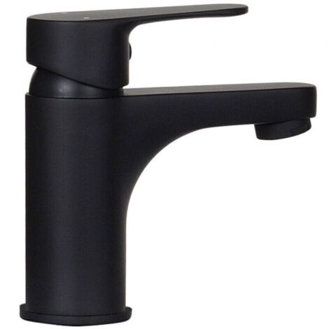 Robinet de lave-mains mitigeur noir mat – Cuivre et alliage de zinc – Finition élégante pour salle de bain moderne – Eau chaude et froide (1/5)