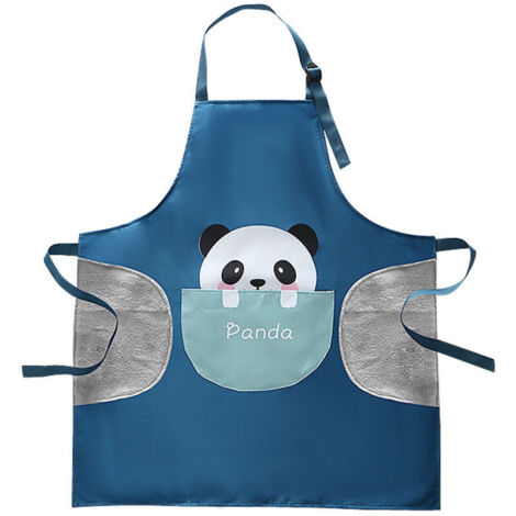 Table de tablier de cuisine et housse de tablier résistant à l'eau pour s'essuyer les mains (Panda bleu) (1/5)