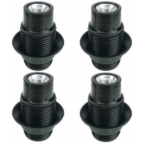 Noir Support D'ampoule E14, 4 Pièces Douille E14, Ampoule à Douille E14, Douille D'ampoule Solide, Adaptateur Noir Socket (1/4)