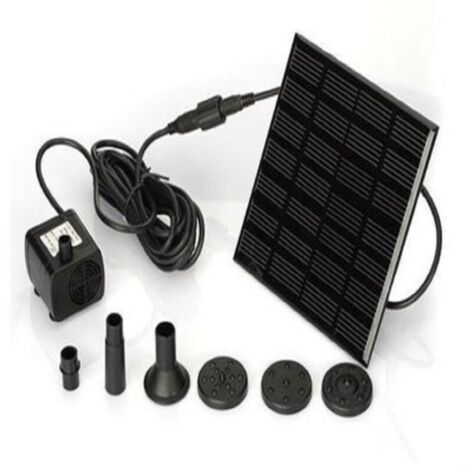 Pompe solaire 7V 1.2W pour fontaine – Débit 200L/h – Hauteur de levage 110 cm – 6 buses pour pulvérisation personnalisée (1/5)