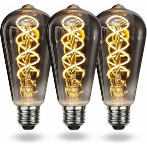 Ampoule LED E27 Vintage Blanc Chaud, Ampoule Vintage E27 Dimmable Spiral Filament 4W Lumière Douce, Ampoule E27 Vintage Edison Convient au Salon, Chambre à Coucher, Couloir, Patio, etc. [Classe énergé (1/5)