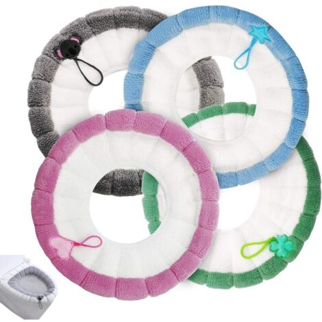 4 Pcs Coussin de Siège de Toilette Siège de Toilette Coussin Couverture de Toilette en Tissu Tapis de Toilette Chaud Couverture Extensible Lavable Protection Couvercle pour Abattant WC Univers (1/5)