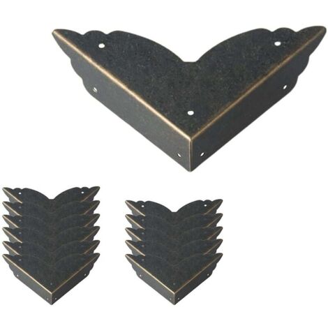 Lot de 12 protections d'angle vintage en métal - Style antique - Protection des bords de meubles - Pour table, coffre, boîte à bijoux (1/5)