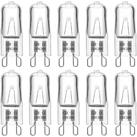 Ampoule Halogene G9 28W 230V, 370LM 2700K Blanc Chaud Dimmable, G9 Ampoules Capsule, pour Lustres, Lampes de Paysage, Appliques Murales, Éclairage d'armoire, Lot de 10 (1/5)