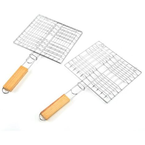2 pièces gril portatif en acier inoxydable gril en acier inoxydable gril portable panier de gril en acier inoxydable steak viande crevettes légumes poisson grillé (1/5)