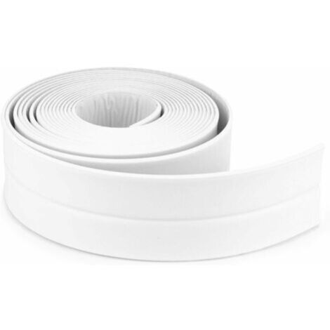 Bande D'étanchéité Salle de bains joint silicone blan ruban baignoire PE auto-adhésive cuisine Coin calfeutrage ux inclus (320x3.8CM) (1/4)