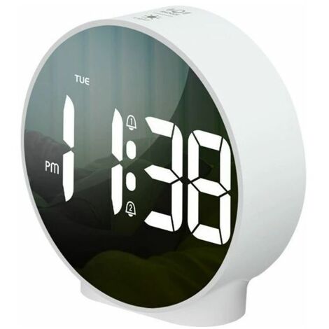 Réveil Lumineux avec Affiche la Semaine, Fonction Snooze, 4 Luminosité Réglable, 2 Alarmes, Horloge Digitale à Piles pour Enfant, Adolescent, Personnes âgées (1/5)