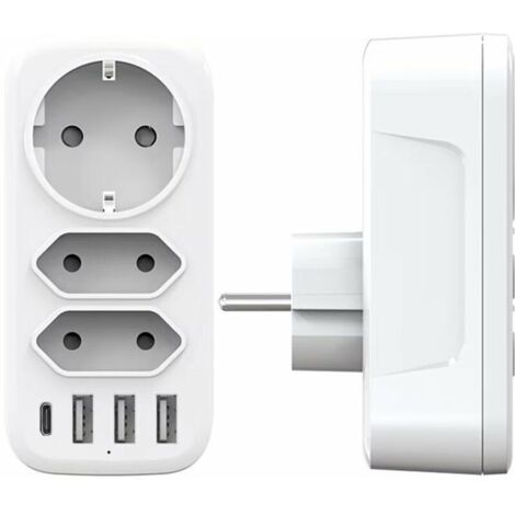 Multiprise murale 3 prises AC et 3 ports USB 3A – Chargeur 6 en 1 4000W – Système de charge intelligent – Compatible avec tous les appareils USB (1/5)
