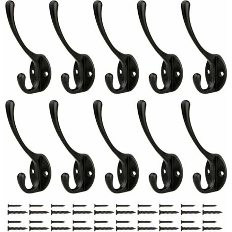 Patère Porte Manteau Mural Crochets Chapeau Crochets Muraux Robustes Avec Vis En Métal, Pour Cuisine Salle De Bains Chambre D'essayage （Noir 10 Pcs）
