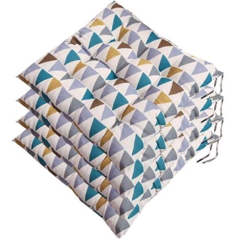 Lot de 4 galettes de chaise 40x40cm – Coussin rembourré polyester/coton – Lavable jusqu'à 30°C – Liens de fixation inclus (1/3)