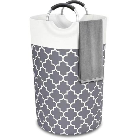 Panier à linge pliable 82L Capacité grande pour vêtements Poignée en mousse souple Rangement facile dans la buanderie (1/5)
