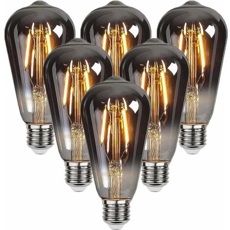Ampoule Edison,6 Pièces E27 ST64 4W Ampoule LED Vintage Lampe Décorative Ampoules Rétro Filament Ampoule Antique Blanc Chaud pour Restaurant, Café, Windows,Showrooms,Ampoules à Incandescence (1/5)