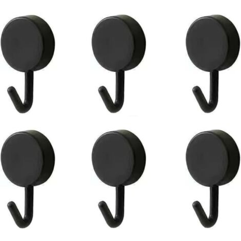 Crochets adhésifs, jolis crochets muraux décoratifs pour suspendre bretelles, chapeaux, serviettes et clés, 6 pièces, noir (1/5)