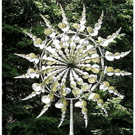 Éolienne de jardin en métal – Double mouvement de vent – Fer durable et aluminium – Décoration extérieure moderne – Facile à installer (1/5)