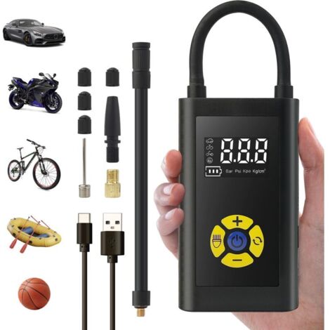 Compresseur à Air Portatif, Gonfleur Pneus Voiture, Pompe Électrique 150PSI sans Fil avec écran LCD Numérique Type-C Rechargeable Lampe LED (1/5)