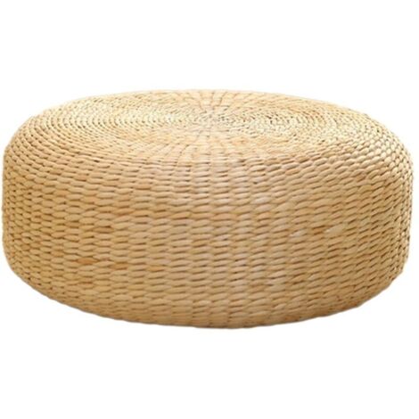 Coussin d'assise de style japonais, coussin de méditation fait à la main, coussin d'assise rustique en tatami pour, bureau, 40cm de diamètre (1/5)