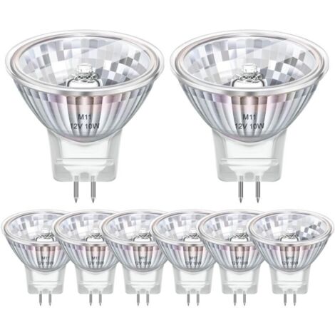 Pack de 8 Ampoule Halogene GU4 MR11 12V 10W, Ampoule Halogène MR11 2800k Blanc Chaud Dimmable, GU4 Halogene Pour Maison, Paysage, Encastré, Eclairage Sur Rail [Classe énergétique G] (1/5)