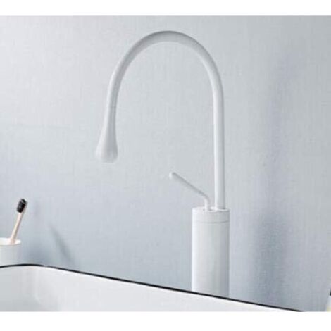 Robinet de cuisine monotrou, robinet chaud et froid, robinet mélangeur (blanc haut) (1/5)